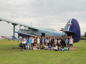 Flight lesson for students of MAI Summer School 2018 at the aerodrome Alferevo